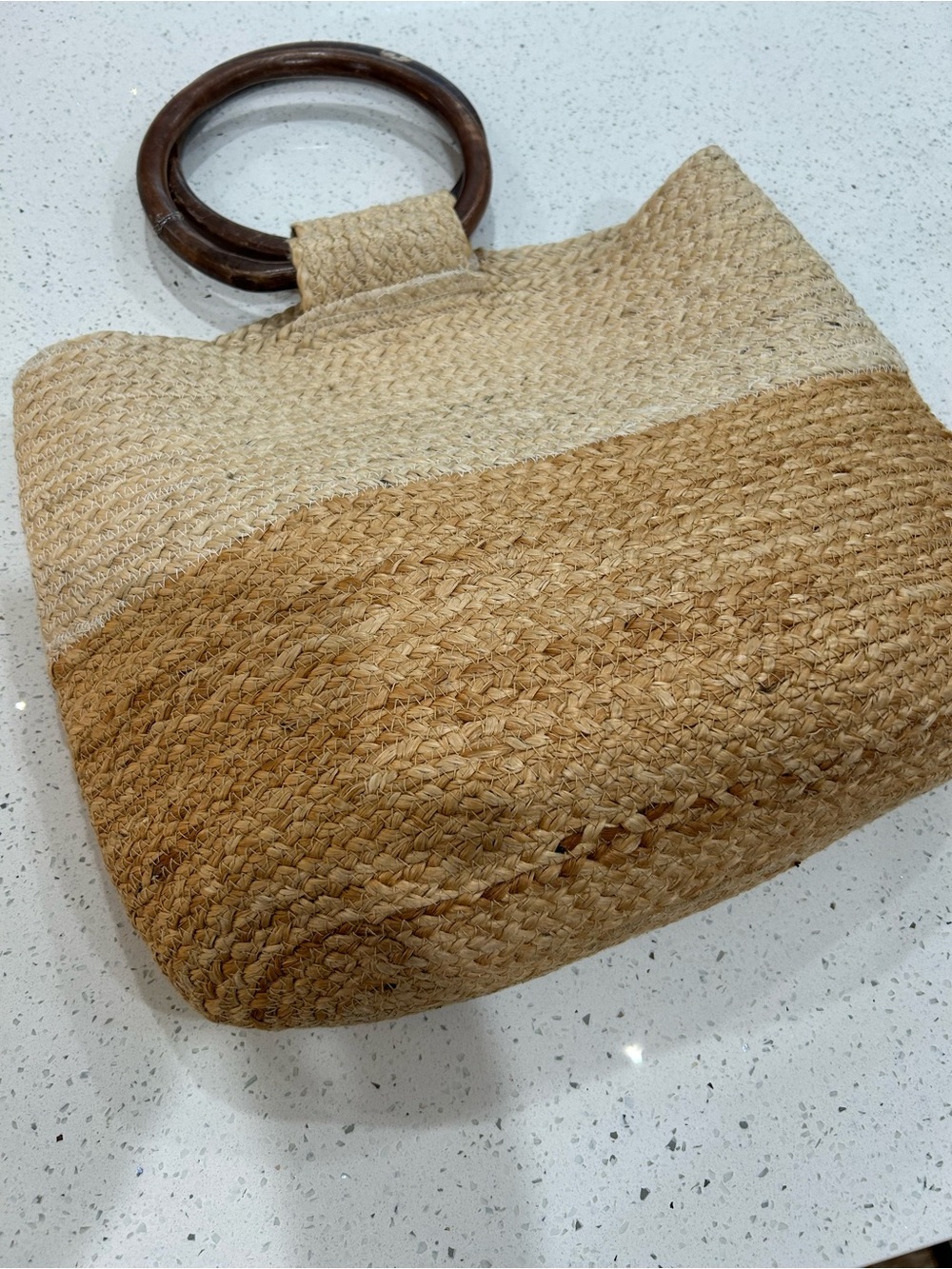 JJILL Natural Two-Tone Jute StrawTote with Wooden Handles - Picture 5 of 5
